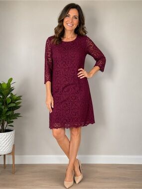 Garnet Hill Burgundy Lace Dress